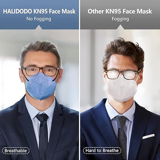HALIDODO Individually Wrapped, 60 Packs KN95 Face Mask, 5-Ply Breathable Comfortable Safety Mask with Over 95% Filtering, Morandi Multi Color - AquaVibe