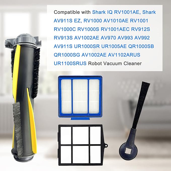 Accessories Kit for Shark IQ RV1001AE, Shark AV911S EZ, AV1010AE RV1000 RV1001 AV970 AV993 AV1002AE UR1000SR UR1005AE Robot Vacuum Cleaner,2 Main Brush,6 Filters,10 Side Brushes,2 Pre Filter - AquaVibe