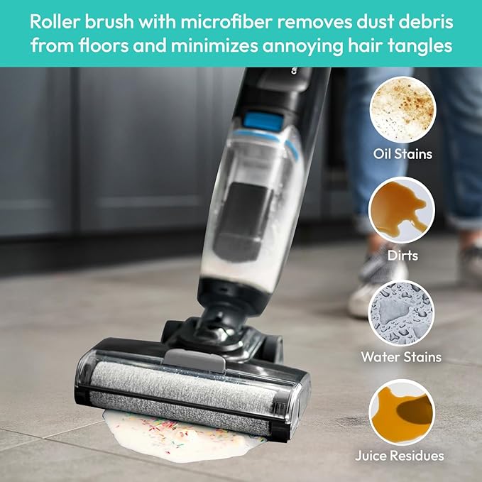 3831 Roller Brush & Filter Replacement Kit Compatible for Bissell Crosswave Hard Floor Expert Vacuum 3831 & HF2 3845N 3845 3847 3848(2 Brush Rolls + 2 Filter) Fit Bissell No. B0555,1637755,1632973 - AquaVibe