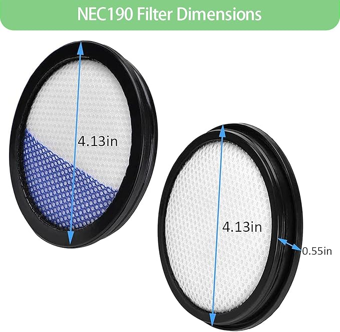 6 Pack Replacement Filters for Eureka RapidClean Pro Cordless Stick Vacuum Cleaner NEC180 NEC185 NEC186 NEC190 - AquaVibe