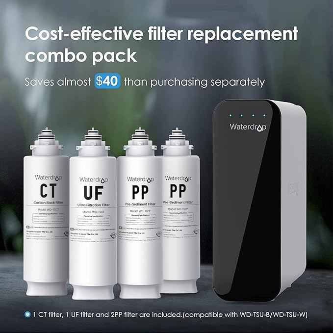 Waterdrop 2TSPP, TSUF, TSCT Under Sink Water Filter, Replacement for Waterdrop TSU Ultra-Filtration Under Sink Water Filter System