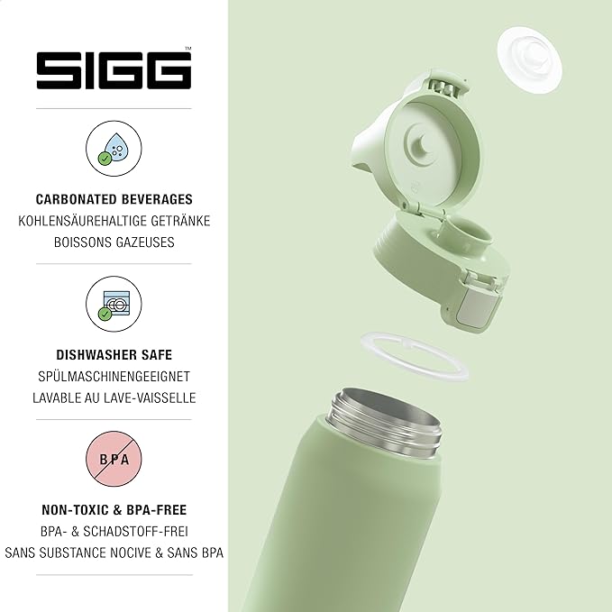 SIGG - Shield Therm- Stainless Steel Insulated Water Bottle - Carbonated Drinks, Leakproof, BPA Free, Recycled, 25, 34Oz