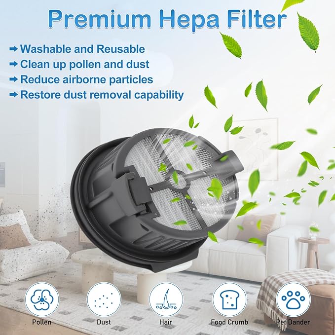 Roller Brush and Filter Replacement Compatible with Dreame H14, H14 Pro Vacuum Cleaner, Replaces Part Include 2 Rollers and 4 Hepa Filters - AquaVibe