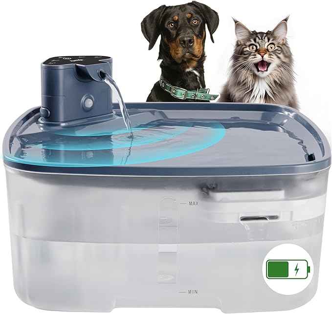 Dog Water Fountain Wireless,2.1GAL/8L Large Dog Water Fountain Battery Operated, Dog Fountain Water Bowl with Sensor,Wireless Smart Pump,Timer,BPA-Free,Ideal for Large Dogs,Multi-Pet Home