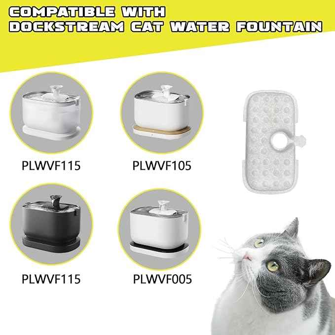 24Packs Upgraded Cat Water Fountain Filter Replacement Compatible With PETLIBRO Dockstream Cat Water Fountain PLWF005/PLWF115/PLWF105,Triple Filtration System Replacement Filter with Pre-filter Sponge