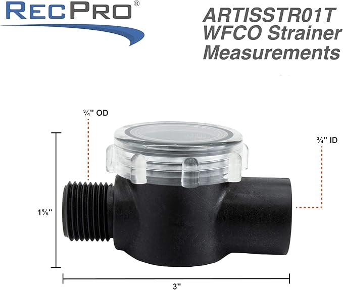 RV Replacement Water Pump Strainer | 1/2 Twist-On Pipe Strainer