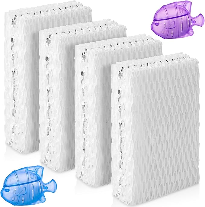 HOUSEMAX 4 Pack WF813 Humidifier Wick Filters with 2 Cleaning Fish, Compatible with Vicks Equate Eqwf813 Eq-2119-Ul, Relion RCM-832 RCM-832N, ProCare PCCM-832N Cool Mist Humidifier Replacement Filter