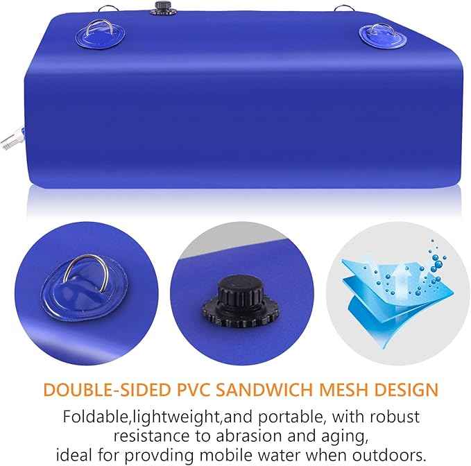 Water Tank, 30 Gallon Water Storage Bladder, Foldable Portable Water Storage, Large Water Storage Containers with 3/4" PVC Spigot and Hose Kit for Camping, Garden, Emergency Water Bag