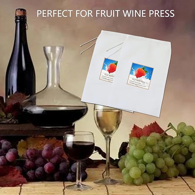 Brew Bag Cheesecloth Cheese Cloths for Straining Reusable Cheese Cloth Bags Large 2Pack 26"x22"Fine Mesh Strainer Bag for Brewing Hops Grains Fruit Cider Apple Grape Wine Beer Nut Milk Making (large)