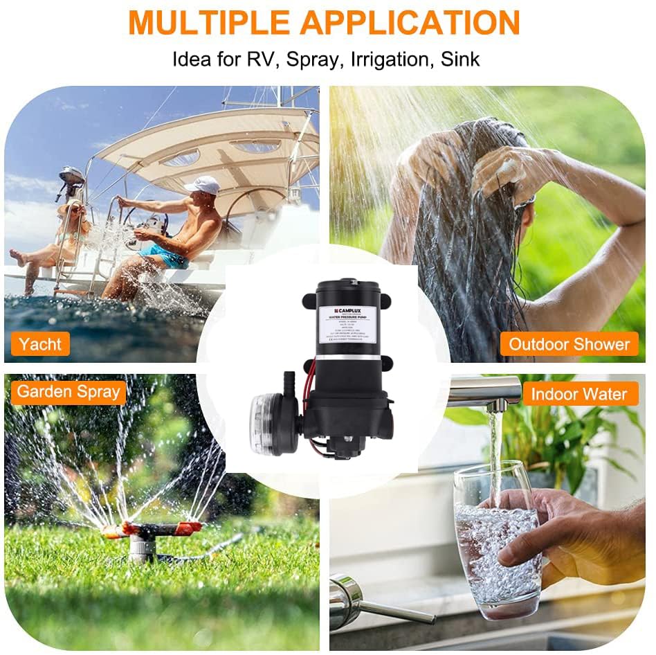 CAMPLUX DC 12V Water Pump with Strainer Filter