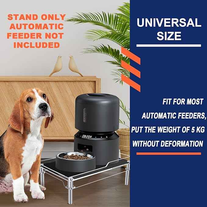 Beautyflier Raised Dog Feeder Stand Elevated Holder for Automatic Cat & Dog Feeders Pet Water Bowl Dispenser Stand Adjustable Fits Small Jugs Holds 5KG, Black (Holder ONLY)