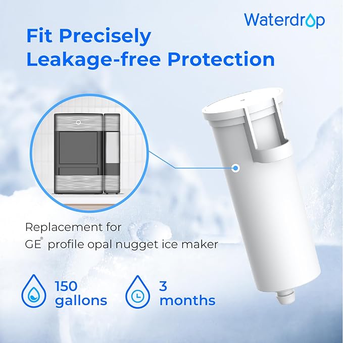 Waterdrop Replacement for GE® Profile Opal Nugget Ice Maker Water Filter, P4INKFILTR, with Ring Pull, NSF 42&372 Certified, BPA-Free, 3 Counts - AquaVibe