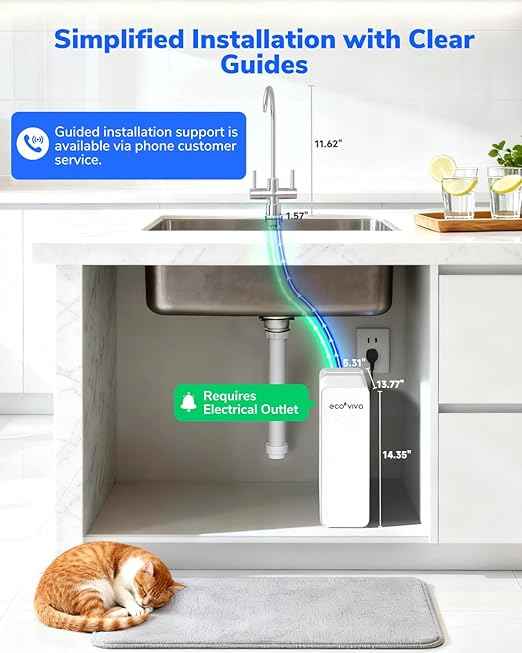 Ecoviva 600GPD Reverse Osmosis System, RO Under Sink Water Filter System, Tankless, Lower TDS, 2.5:1 Pure to Drain Ratio, LED Panel with Filter Monitor, Online Installation Guide, White