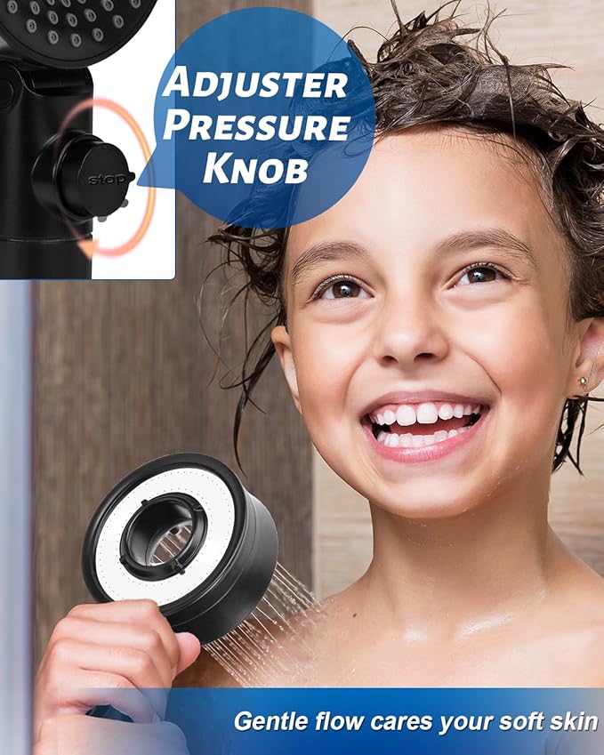 Luxsego Filtered Shower Head with Handheld Spray for Skin and Hair Care, High Pressure Shower Filter Head for Hard Water with Vitamin C, Ion Drops Showerhead Set Includes Hose & Adjustable Bracket
