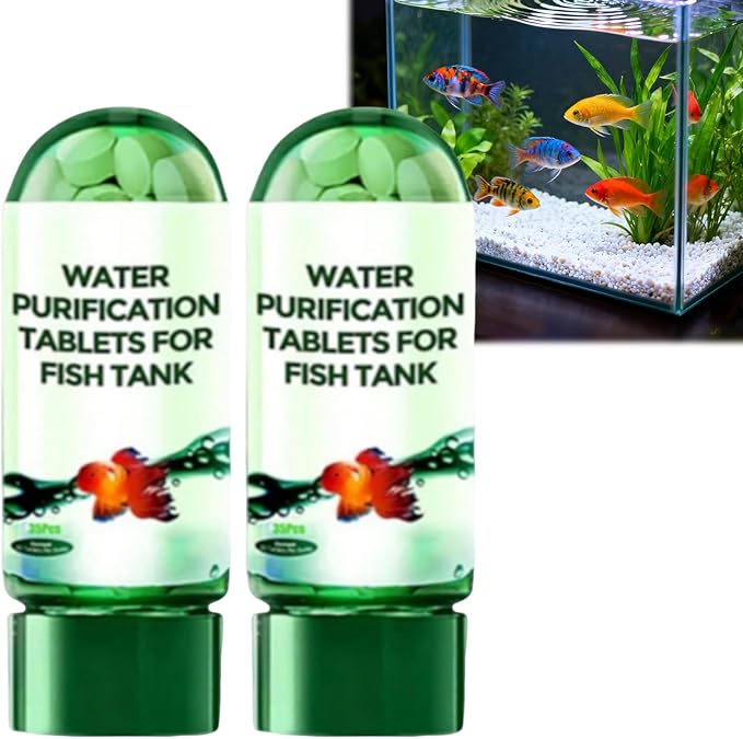 Powerful Aquarium Water Purification Tablet,Water Purification Tablets for Fish Tank,Aquarium Remover,Remove All Kinds of Turbidity from Fish TankWater (2PC)