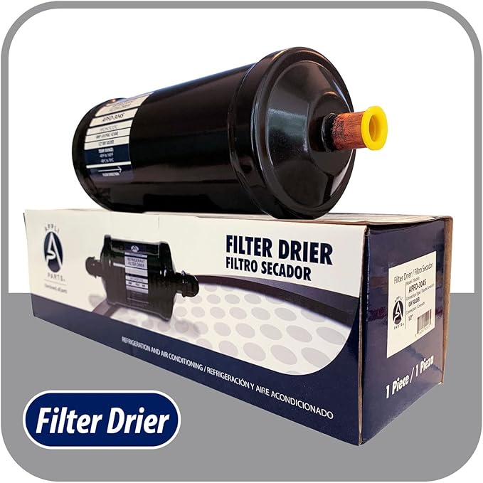 Appli Parts APFD-304S 1/2 in Liquid Line Refrigerant AC Filter Drier hvac Refrigeration 304S ODF Sweat Solder connection universal unidirectional 10-1/2 in long 3-1/4 in wide