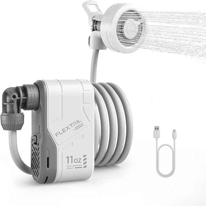 FLEXTAILGEAR MAX Shower Portable Shower for Camping, Rechargeable Outdoor Camping Shower, Portable Shower Pump with USB-C,Shower Pump for Hiking, Car wash, Pet Cleaning, Beach Vacations