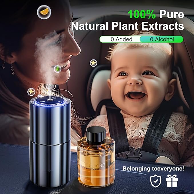 Smart Car Air Freshener,150ML Natural Fragrance Car Scents Air Freshener with Star Projector,300 Days Long Lasting, Car Essential Oil Diffuser, Auto On/Off,Aroma Diffuser for Men Women(Ocean)