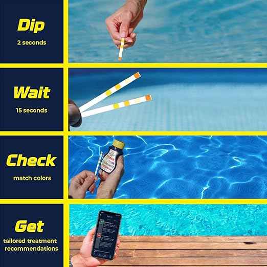AquaChek Yellow 4-Way Test Strips for Pool & Spa – 50 Count – Lab Verified Accuracy for pH, Chlorine, Alkalinity & Cyanuric Acid – Fast Results – Made in USA - (2-Pack)