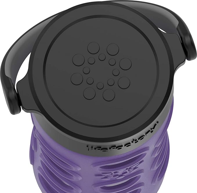 Lifefactory 12-Ounce BPA-Free Glass Water Bottle with Classic Cap and Protective Silicone Sleeve, Iris