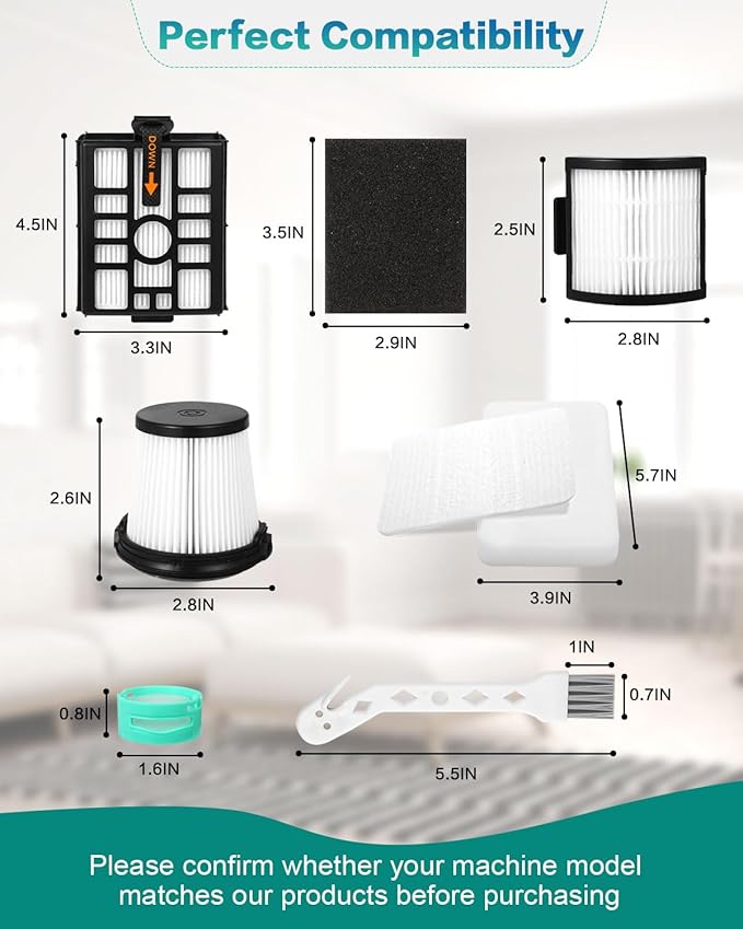IW3511 IW3120 HEPA Filters Replacement Parts Compatible with Shark IW3511 Detect Pro Cordless Stick Vacuum Cleaner and Shark IW3120 Detect Clean Auto Empty System, IW1111, IW1120, IW3615 (2Pack) - AquaVibe