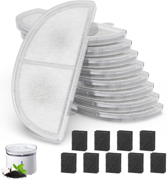 Cat Water Fountain Filter Pet Drinking Fountain Filter Replacement, Compatible with WF20/CF20 | Triple-Layer Filtration System, 9Pack (9 Sponges Included)