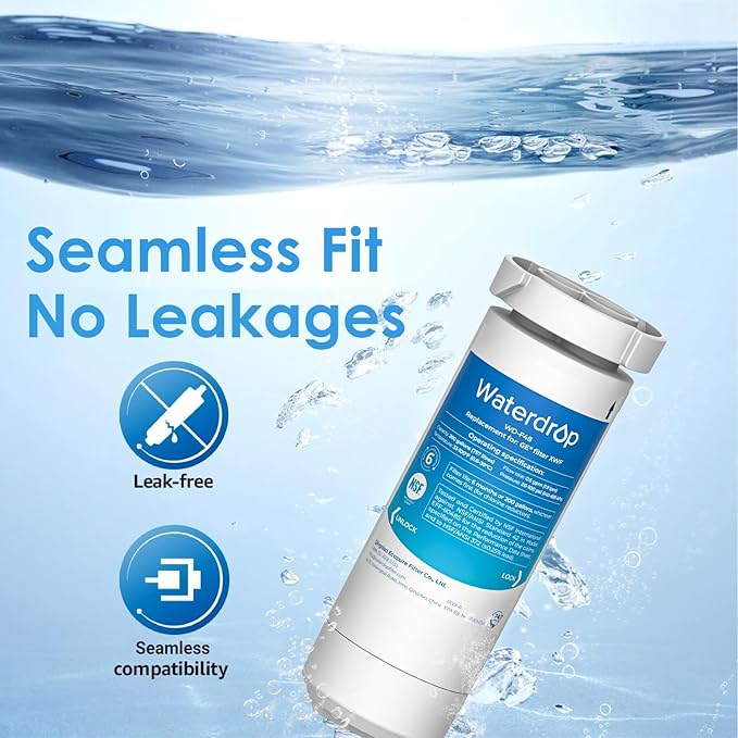 Waterdrop XWF NSF Certified Replacement for GE® XWF Refrigerator Water Filter, 1 Filter (Package may vary)