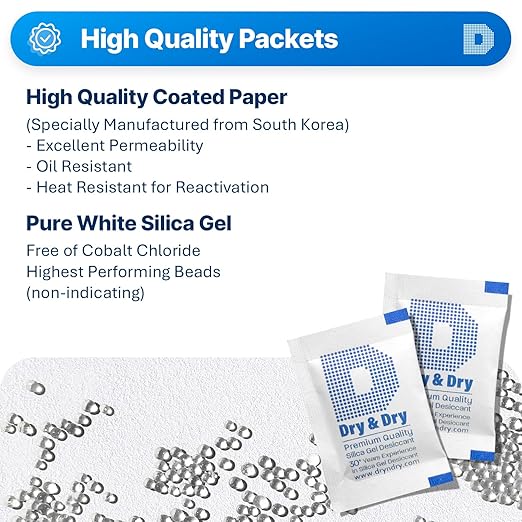 Dry & Dry 2 Gram [7000 Packets] Silica Gel Packets Desiccants, Silica Packets - Rechargeable Silica Gel Packs, Silica Gel Packets, Desiccants Packets, Silica Gel