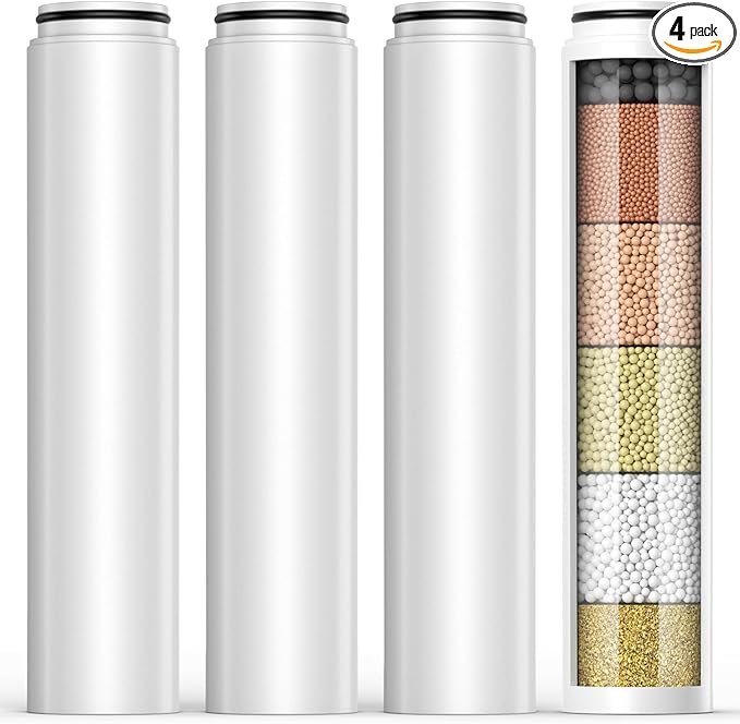 Shower Filter Compatible with Cobbe Handheld Shower Head, Water Filter for Water Softening, 6 Stage Replacement Filter with High Efficiency Filtration for Hard Water Chlorine Harmful Substance, 4 Pack