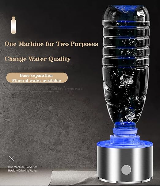 Hydrogen Water Generator, 2-in-1 USB Rechargeable Glass Hydrogen Water Generator Bottle, High-Concentration Up to 1300-1600ppb, for Sport Home Travel Picnic
