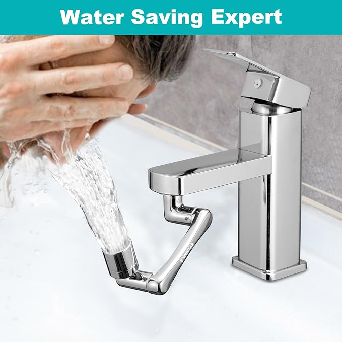 Spurtar 1440° Sink Faucet Extender for Toddlers, Faucet Aerator with Filter Swivel Silver Faucet Attachment, Multifunctional Rotatable Single Mode Fit for Bathroom Kitchen Tap G 1/2", 55/64",15/16"