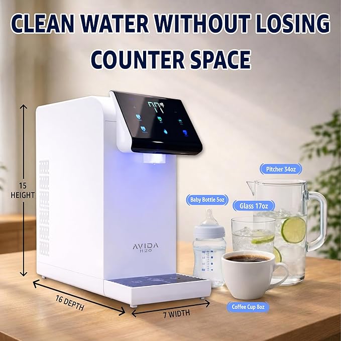 Ultra Instant Hot & Cold Water Dispenser - Bottleless Water Dispenser Countertop, Full Installation Kit, Quiet Multi-Stage Filtration + UV Sterilization - White