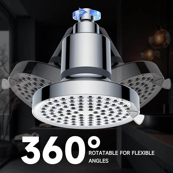 MIKEE Filtered Shower Head, 7 Modes High Pressure Shower Heads with Water Softener Filter Cartridge for Hard Water Remove Chlorine and Harmful Substances,6inch Rain Shower Heads,Chrome
