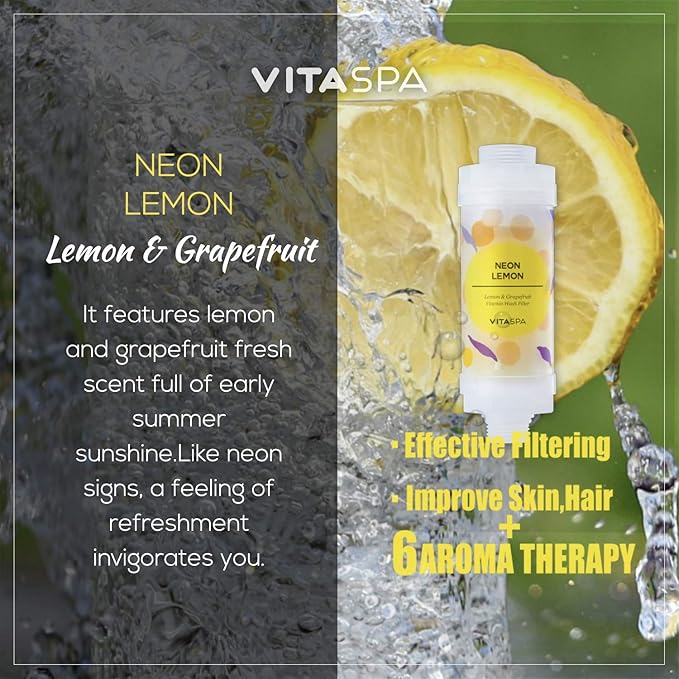 Vitamin C Shower Head Filter Set Made in Korea (Yellow lemon) - Exellent Skin & Hair Enhancement, Aroma Therapy, Remove Chlorine & Impurities/Gift idea For Her/Him, wife, girlfriend