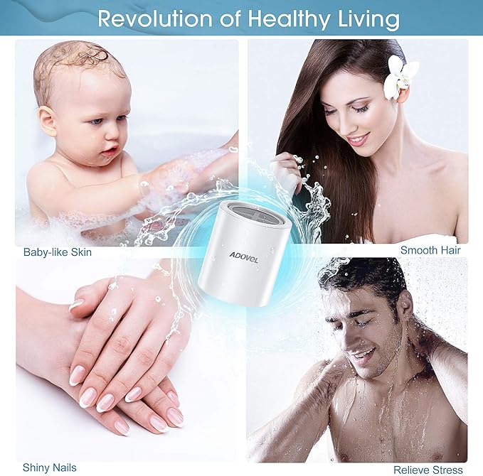 ADOVEL Universal Shower Filter Replacement Cartridge, 15 stage, High Output, With Effective KDF, Vitamin C, Removing Chlorine, Heavy Metals, Sulfur Odor, Pack of 2