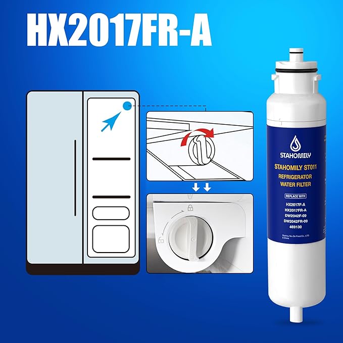 HX2017FR-A Water Filter Replacement for Hisense Water Filter, Compatible with Hisense HX2017F-A, HRF266N6CSE, HRF266N6CSE1, HRF209N6CSE, HRF254N6DSE, Daewoo DW2042FR, DW2042FR-09, 1 Pack - AquaVibe