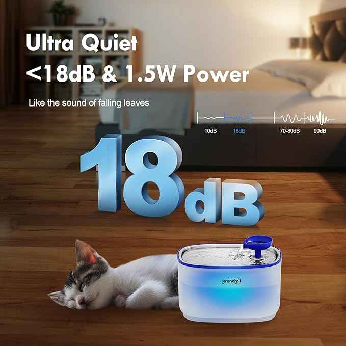 Cat Water Fountain Stainless Steel, Cat Fountain Dog Water Dispenser with Wireless Pump, 101oz/3L Cat Water Dispenser Build-in LED Light, BPA-Free Pet Water Fountain with Two Flow Modes