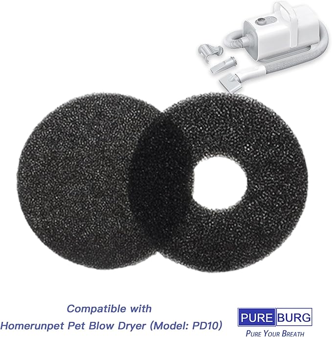 PUREBURG Replacement Foam Filter Compatible with Homerunpet Pet Blow Dryer PD10,12-Pack Air Clean Dust VOCs Odor Pet-Hair