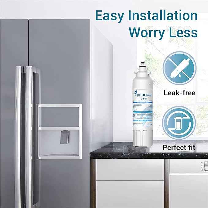 Filterlogic ADQ73613401 Refrigerator Water Filter and Air Filter, Replacement for LG® LT800P®, ADQ736134, ADQ73613402, LSXS26326S, LSXS26366S, LMXS30776S, Kenmore 46-9490 and LT120F®, 3 Combo
