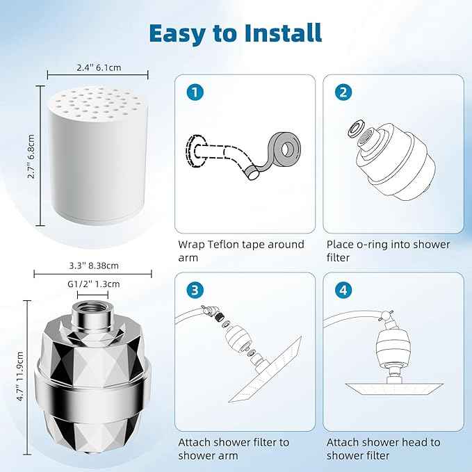 iFealClear 20-Stage Shower Filter, High Output Shower Head Filter for Hard Water, Remove Chlorine and Fluoride, Reduce Dry Itchy Skin and Eczema, Consistent Flow Shower Water Filter, Chrome