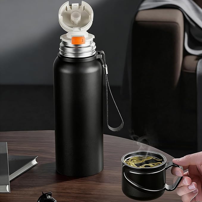 Double wall vacuum Leakproof stainless steel wide mouth insulated water bottle;tea tumbler with infuser,cup,lid;smart thermoses hot drinks;thermal flask ice coffee with led digital temperature display