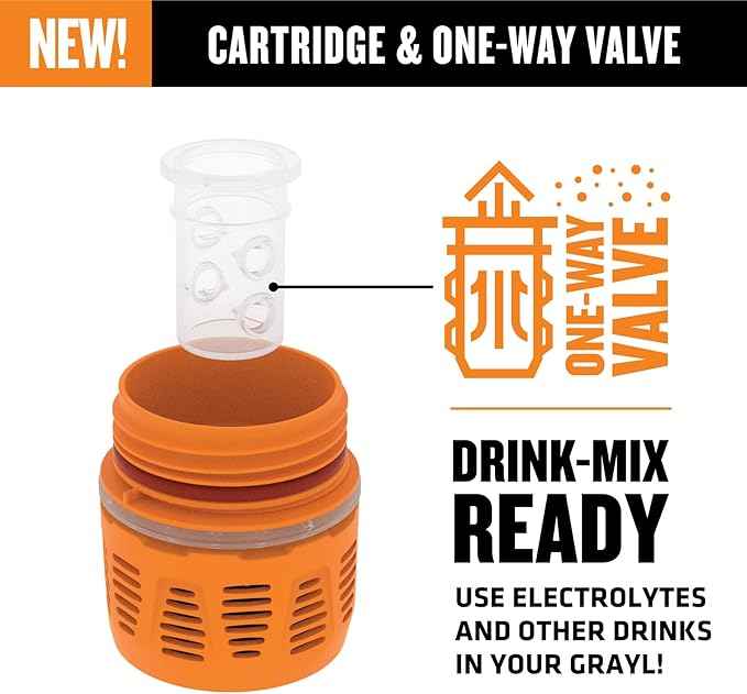 GRAYL UltraPress One-Way Drink Mix Valve - for Electolytes, Mixes, and Flavored Drinks