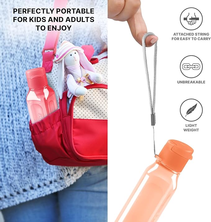 MILTON Travel Water Bottle – 1Pcs Reusable Sports Bottle with Easy Open Close Lid and Leakproof Neck – Food Grade Plastic Water Bottles for Adults and Kids, School, Gym