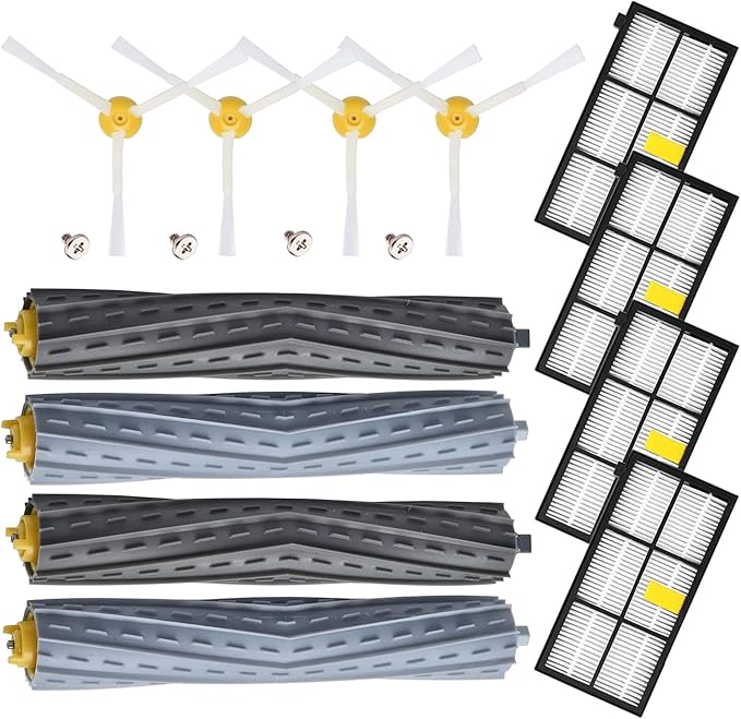 Replacement Parts for irobot Roomba 800 Series 850 860 861 866 870 880 890 900 Series 960 980 981 985 Vacuum Cleaner,Replenishement Kits with 2 Set Extractors,4 Filters,4 Side Brushes - AquaVibe