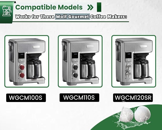 12 Pack WGCM350 Activated Carbon Water Filter Pods Replacement for Wolf Gourmet Coffee Maker System - Compatible with WGCM100S WGCM110S WGCM120S - AquaVibe