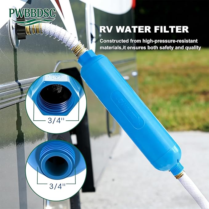 RV/Camper Water Filter, Inline Water Filter with 2 Flexible Hose Protector, Replace for RV/Boat/Campers/Gardening/Chores/Pool (2 Pack)