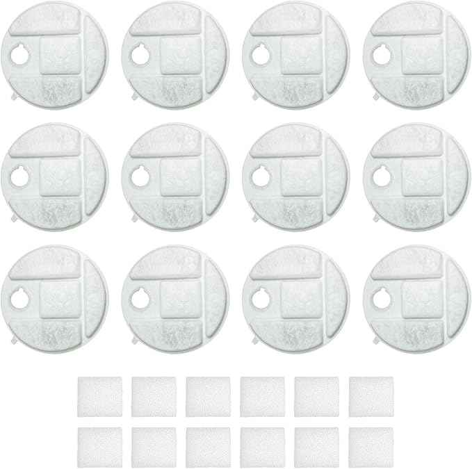 PET STANDARD Replacement Water Filter & 12 Pack Replacement Pre-Filter Sponges Compatible With PETLIBRO Capsule Dog Fountain PLWF008, Pack of 12