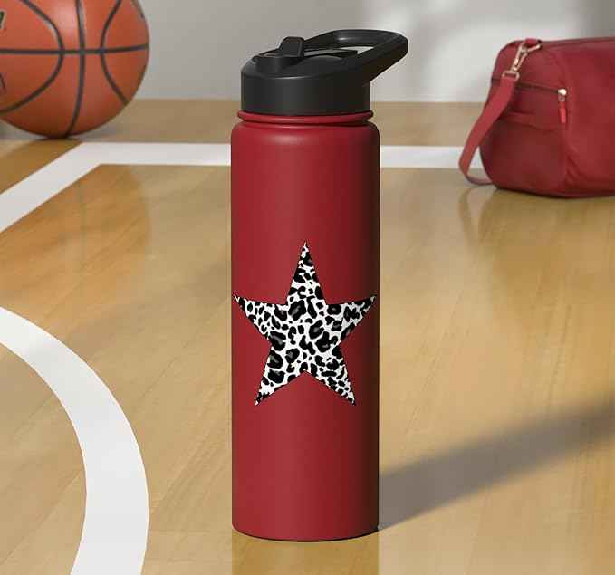 Star Shape - Cute Cheetah Leopard Print Graphic Stainless Steel Insulated Water Bottle