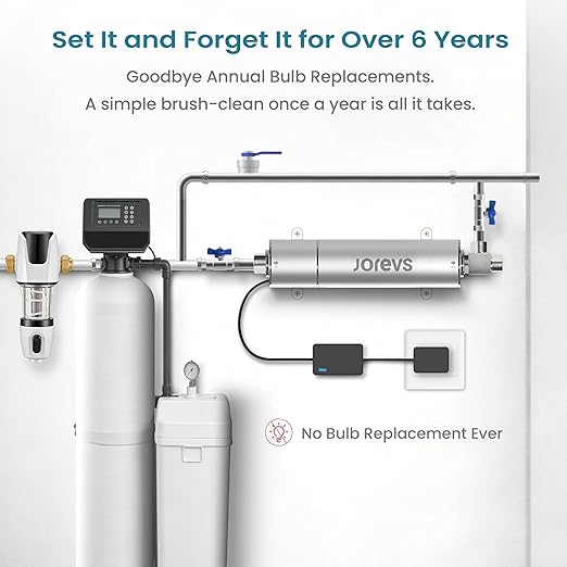 UV Water Filter - Whole House UV LED Water Purifier, Mercury-Free Water Purification System, Easy Installation, 12 GPM for Energy-Saving for Whole Home Water Filtration