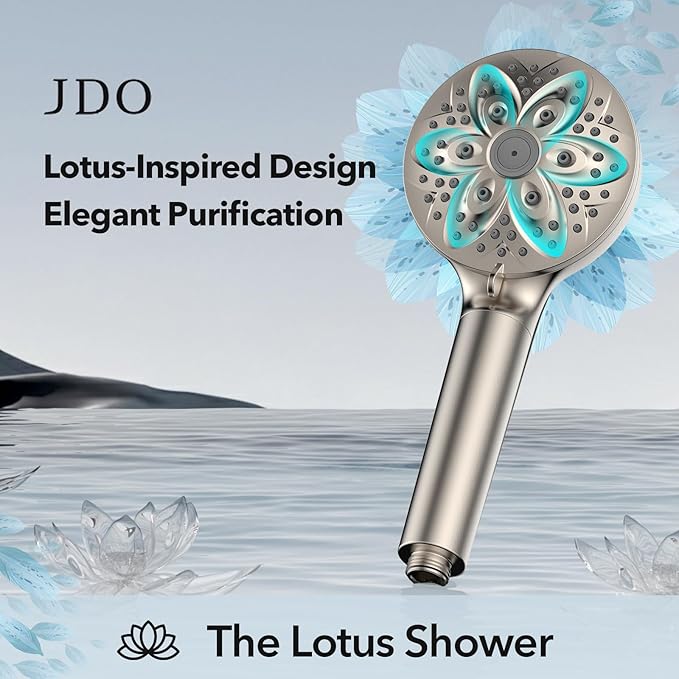 6-Setting Filtered Handheld Shower Head, JDO High Pressure Shower Head with Replaceable Filter Cartridge 4.7 Inch Detachable Showerhead for Chlorine Hard Water Removal 59 Inch Stainless Steel Hose